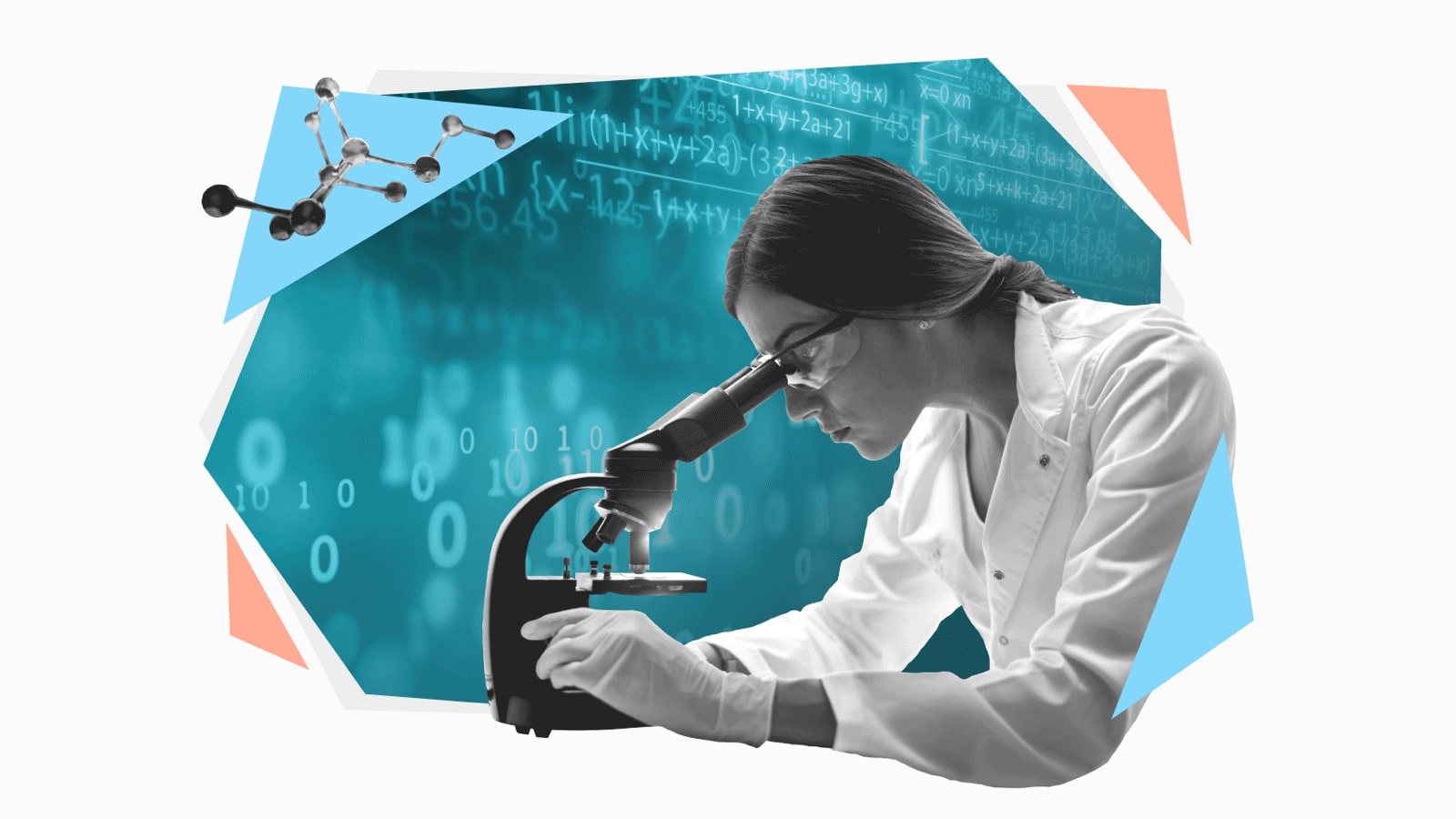 woman looking into microscope