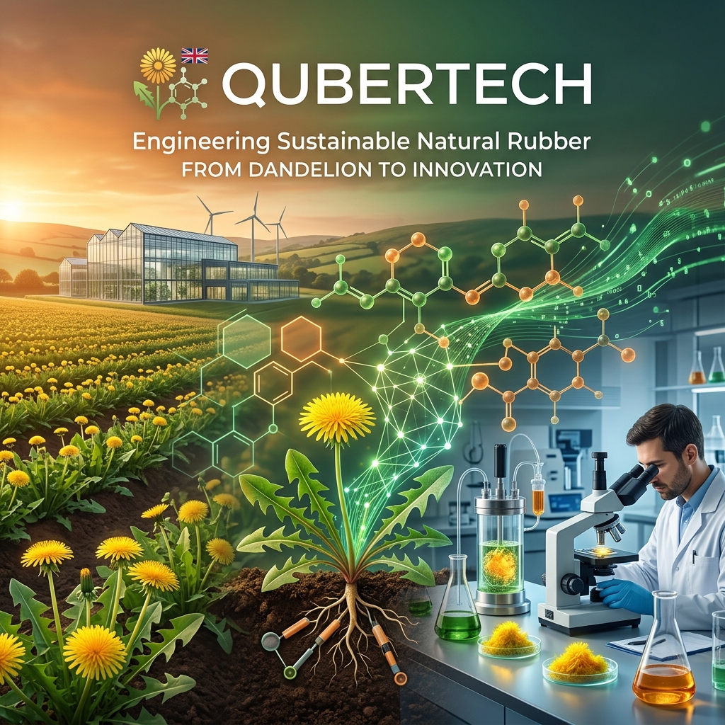 QuberTech 获340万英镑种子轮融资:用蒲公英工程生物技术开发可持续天然橡胶,挑战东南亚橡胶树供应链垄断
