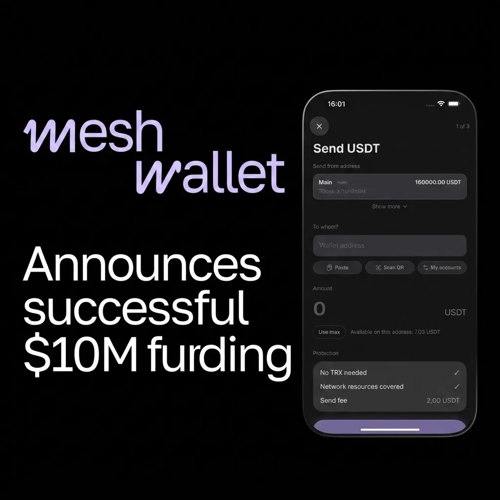 MeshWallet 完成 1000 万美元私募融资:TRON 上免 Gas 费 USDT 钱包能否降低稳定币支付门槛