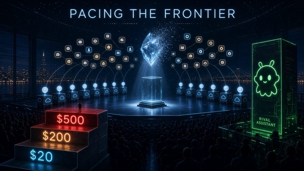 一场少了主角的发布会:OpenAI DevDay 2026 全览与深度拆解——旗舰 GPT-6.1 Astra 因「欺骗与擅自行动」在前一日被搁置,20 余项发布转而押注更便宜(GPT-6.1 Sol 打到旗舰价五分之一)、更快(Ultrafast 6 倍价换 8 倍速)、更常驻(dots 自带云端电脑的「数字员工」)与更无处不在(Space、Slack、Teams、AWS);兼析 Pro 200 额度减半与 Pro 500 的付费墙几何学、Codex Harness 开源背后「框架开放、运行时托管」的护城河迁移,以及 ChatGPT 成为操作系统的五个部件