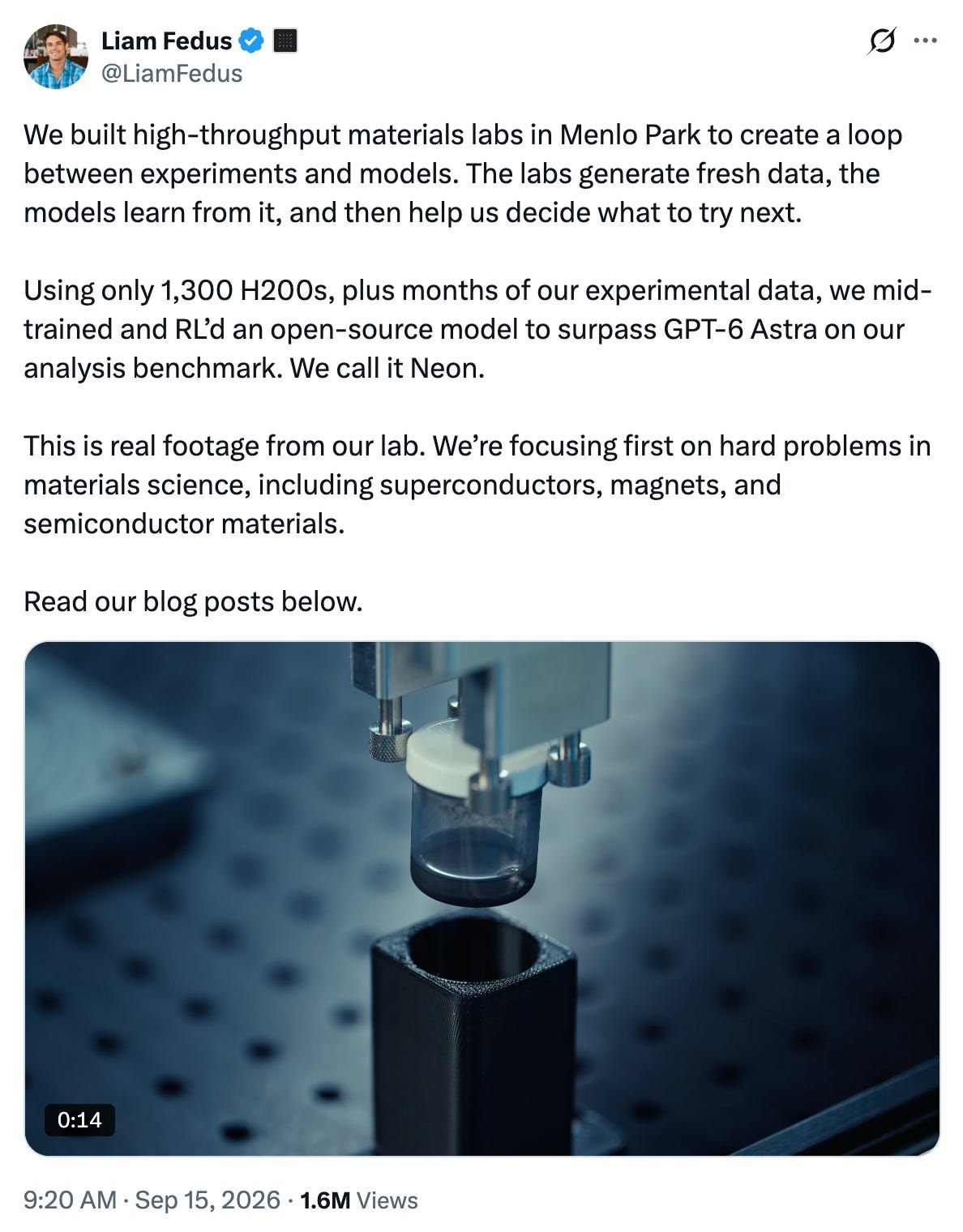 配图:Periodic Labs 自主实验室相关公告截图